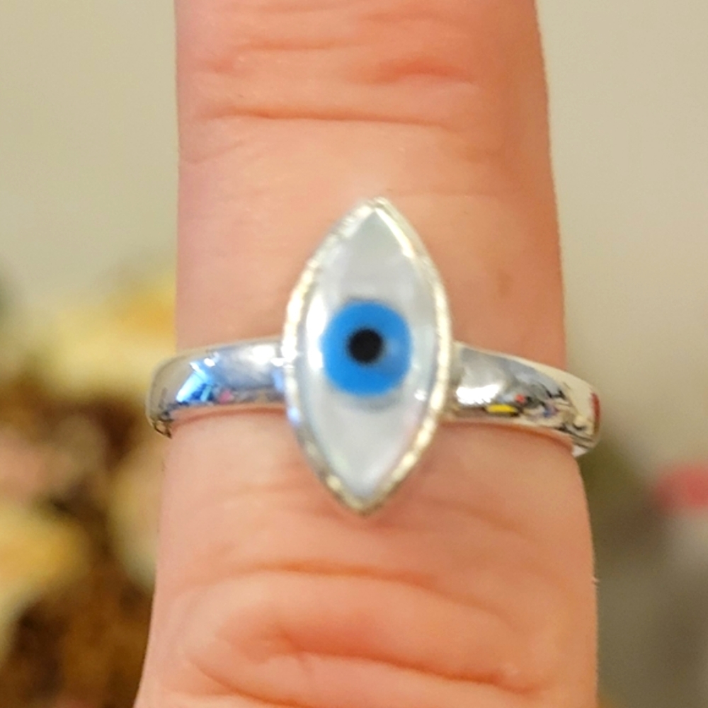 925 Genuine Turquoise & Shell composite Sterling silver ring 7
